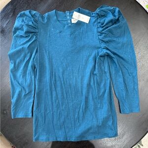 🆕💨💙Nation Los Angeles💙💨Zeta Puff Sleeve Top in Dark Blue Size Small